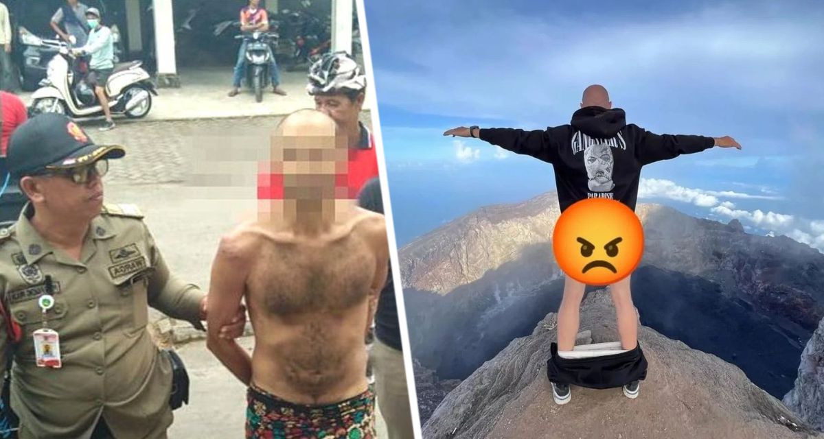 Власти Бали в шоке: российский турист забрался на вершину священной горы и спустил штаны перед камерой